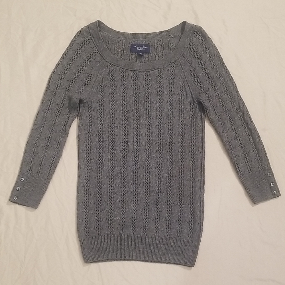 Vintage American Eagle Gray Cable Knit Women's Sweater